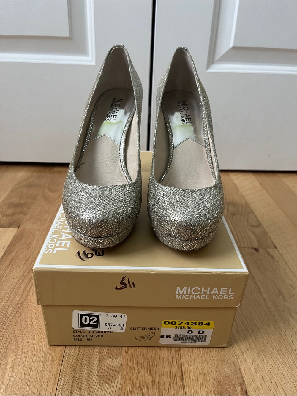 Michael Kors Silver Glitter Platform Pumps